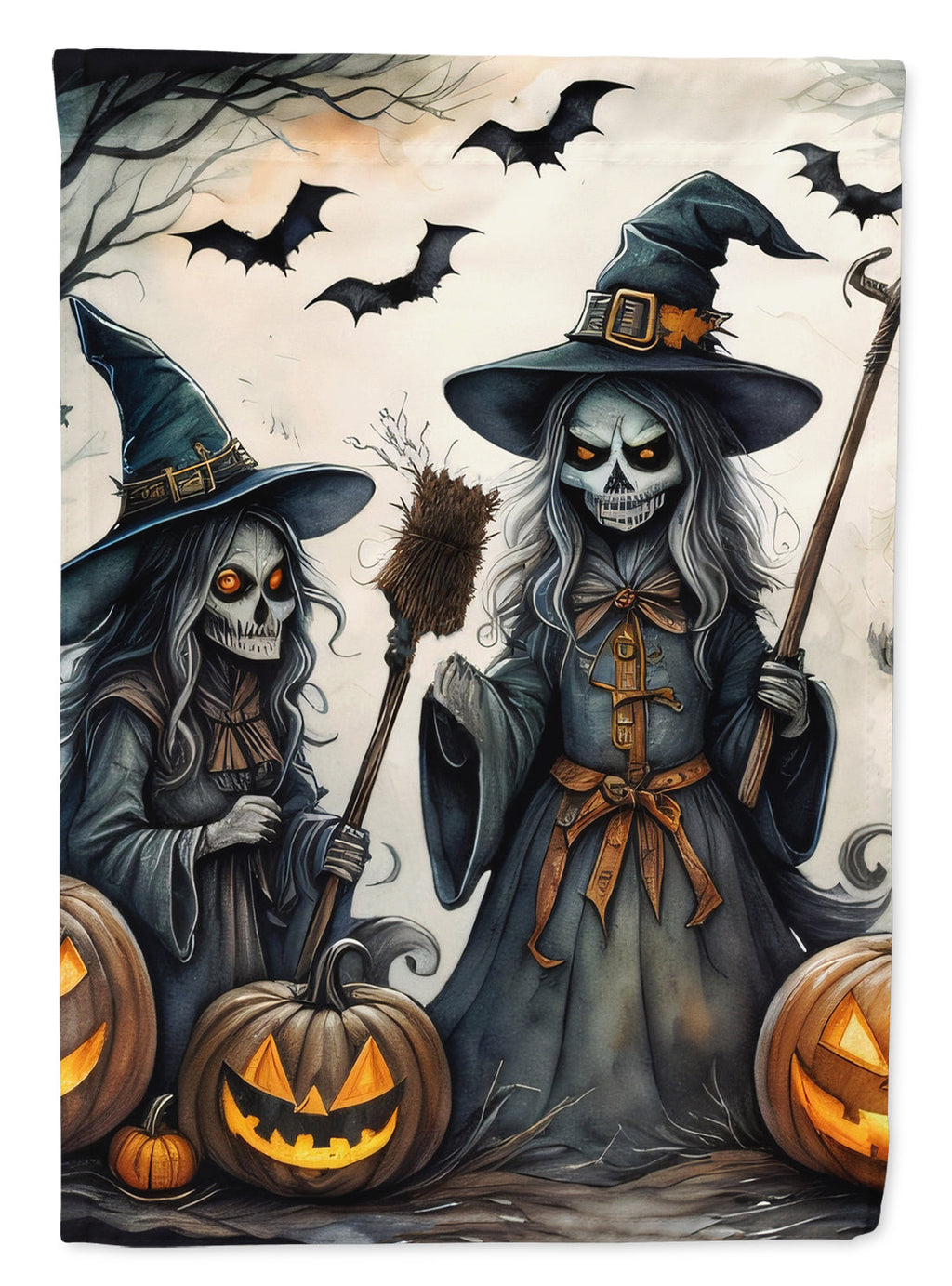 Witches Spooky Halloween House Flag 28x40 Porch Sleeve Pole Decorative Outside Yard Banner Artwork Wall Hanging, Polyester