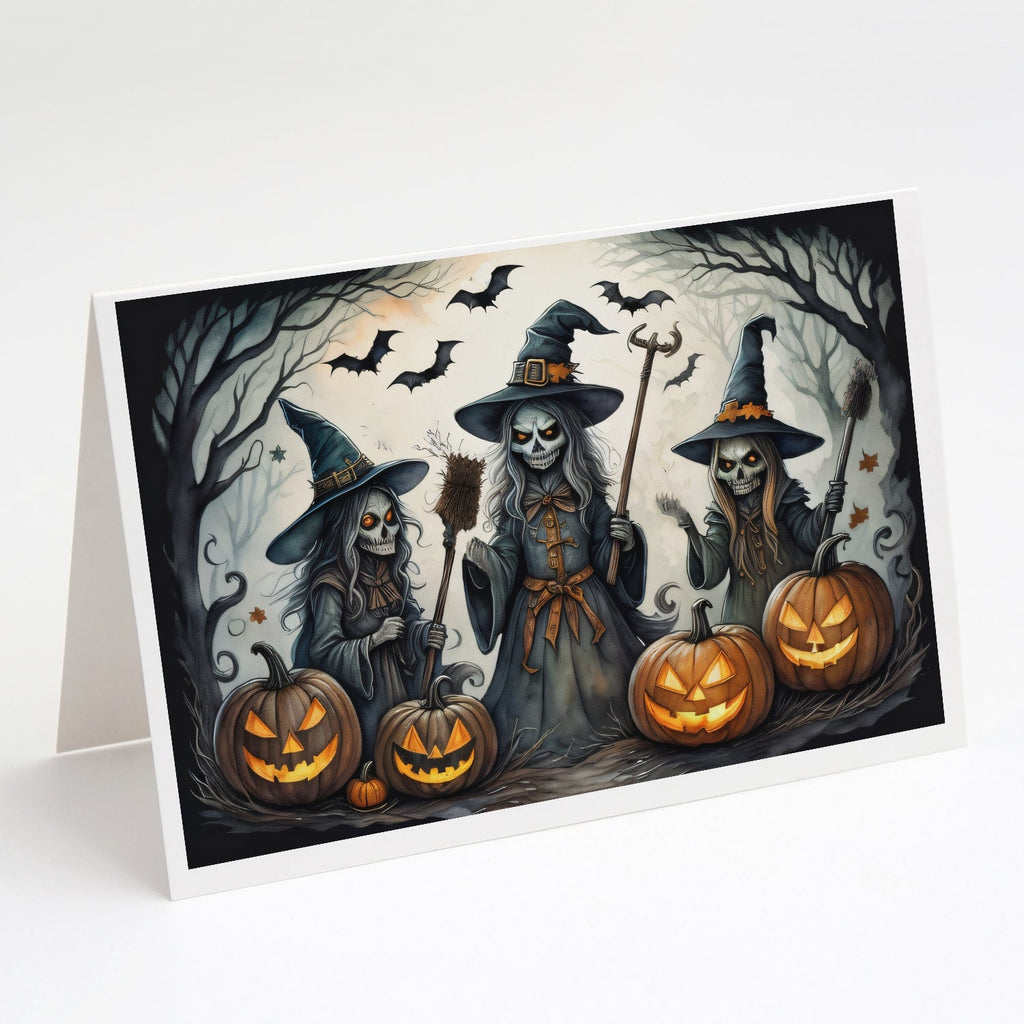 Witches Spooky Halloween Greeting Cards Pack of 8 Blank Cards with Envelopes Whimsical A7 Size 5x7