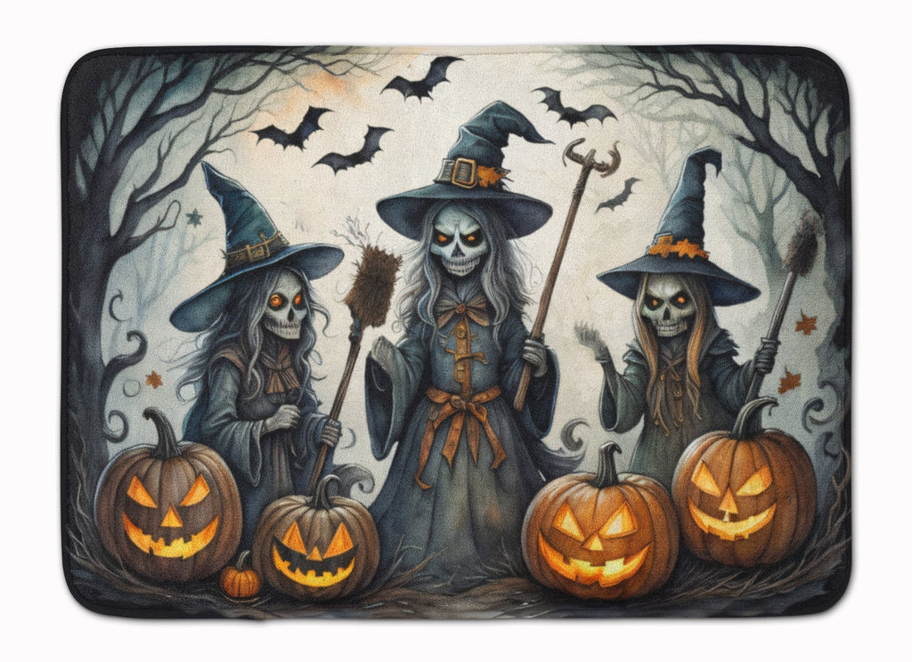 Witches Spooky Halloween Memory Foam Kitchen Mat Machine Washable Anti-Fatigue Cushion Comfort Bath or Kitchen Rug