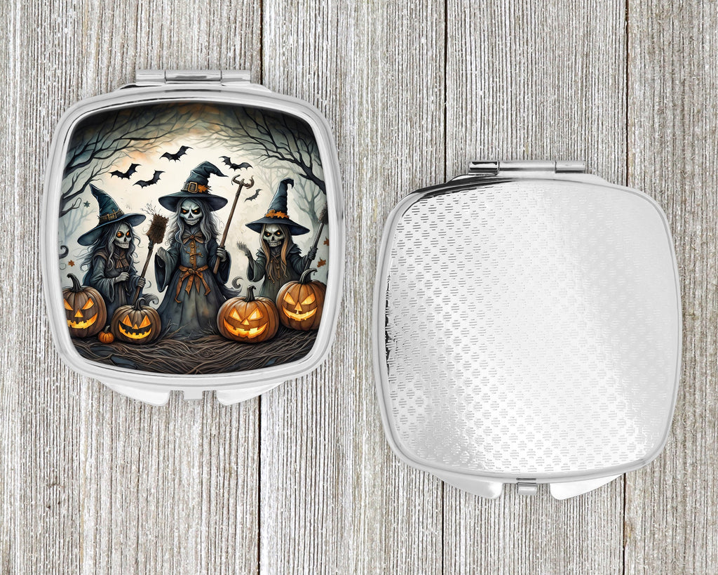 Witches Spooky Halloween Compact Mirror Decorative Travel Makeup Mirror for Women Girls Gifts Pocket Makeup Mirror Folding Handheld