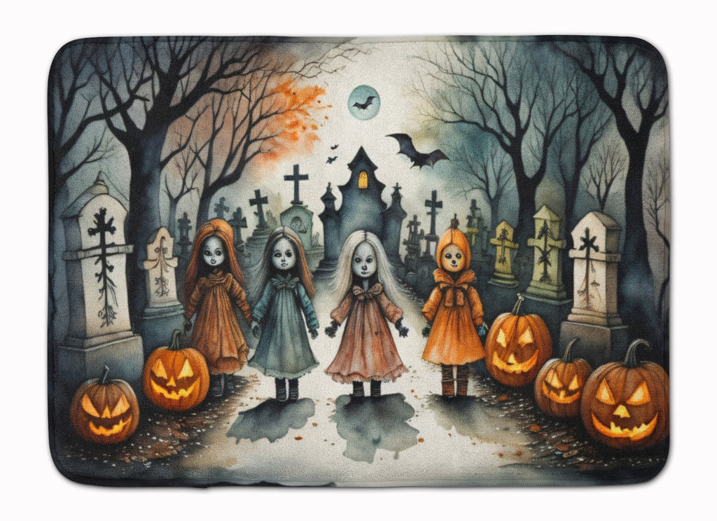Creepy Dolls Spooky Halloween Memory Foam Kitchen Mat Machine Washable Anti-Fatigue Cushion Comfort Bath or Kitchen Rug