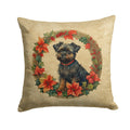 Affenpinscher Christmas Flowers Decorative Throw Pillow 14x14 Indoor Outdoor Accent Cushion, Fabric Cover with Insert for Sofa, Bed, Porch & Living Room