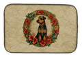 Airedale Terrier Christmas Flowers Dish Drying Mat Absorbent Dish Drying Mat Pad for Kitchen Counter Dish Drainer Mat for Countertop, 14 x 21", Multicolor