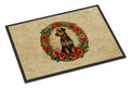 Airedale Terrier Christmas Flowers Doormat Indoor Outdoor 24H X 36W Front Door Mat Rugs for Entryway, Non Slip Washable Low Pile,