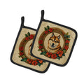 Akita Christmas Flowers Pot Holder Set of 2 Heat Resistant Quilted Hot Pads 7.5 x 7.5 Inch, Insulated Kitchen Trivets for Cooking & Baking