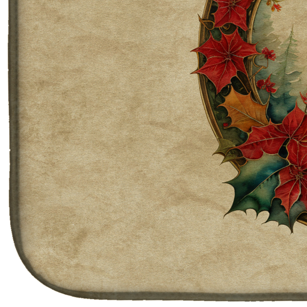Alaskan Klee Kai Christmas Flowers Dish Drying Mat Absorbent Dish Drying Mat Pad for Kitchen Counter Dish Drainer Mat for Countertop, 14 x 21", Multicolor