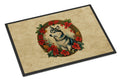 Alaskan Klee Kai Christmas Flowers Doormat Indoor Outdoor 24H X 36W Front Door Mat Rugs for Entryway, Non Slip Washable Low Pile,
