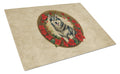 Alaskan Malamute Christmas Flowers Cutting Board Tempered Glass Kitchen Cutting Surface, Heat Resistant Chopping, Non-Slip Feet, Food Prep & Serving