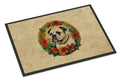 American Bulldog Christmas Flowers Doormat Indoor Outdoor 24H X 36W Front Door Mat Rugs for Entryway, Non Slip Washable Low Pile,