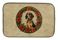 American English Coonhound Christmas Flowers Dish Drying Mat Absorbent Dish Drying Mat Pad for Kitchen Counter Dish Drainer Mat for Countertop, 14 x 21", Multicolor