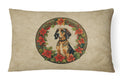 American English Coonhound Christmas Flowers Decorative Throw Pillow 12x16 Indoor Outdoor Accent Cushion, Fabric Cover with Insert for Sofa, Bed, Porch & Living Room