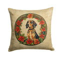 American English Coonhound Christmas Flowers Decorative Throw Pillow 18x18 Indoor Outdoor Accent Cushion, Fabric Cover with Insert for Sofa, Bed, Porch & Living Room