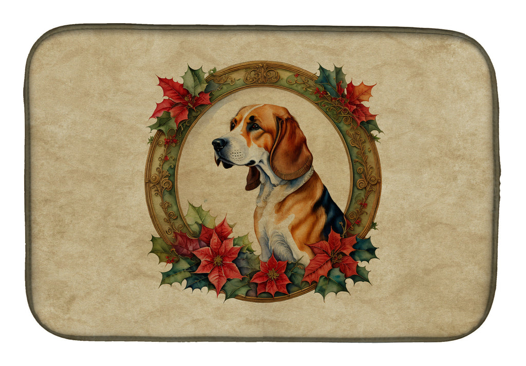 American Foxhound Christmas Flowers Dish Drying Mat Absorbent Dish Drying Mat Pad for Kitchen Counter Dish Drainer Mat for Countertop, 14 x 21", Multicolor