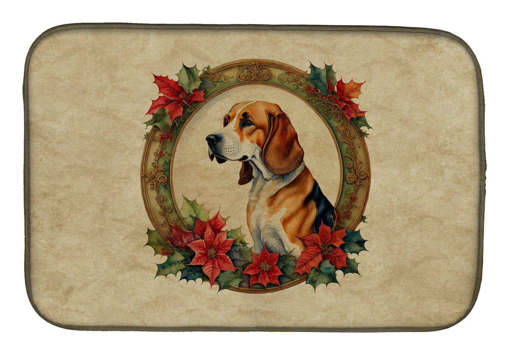 American Foxhound Christmas Flowers Dish Drying Mat Absorbent Dish Drying Mat Pad for Kitchen Counter Dish Drainer Mat for Countertop, 14 x 21", Multicolor