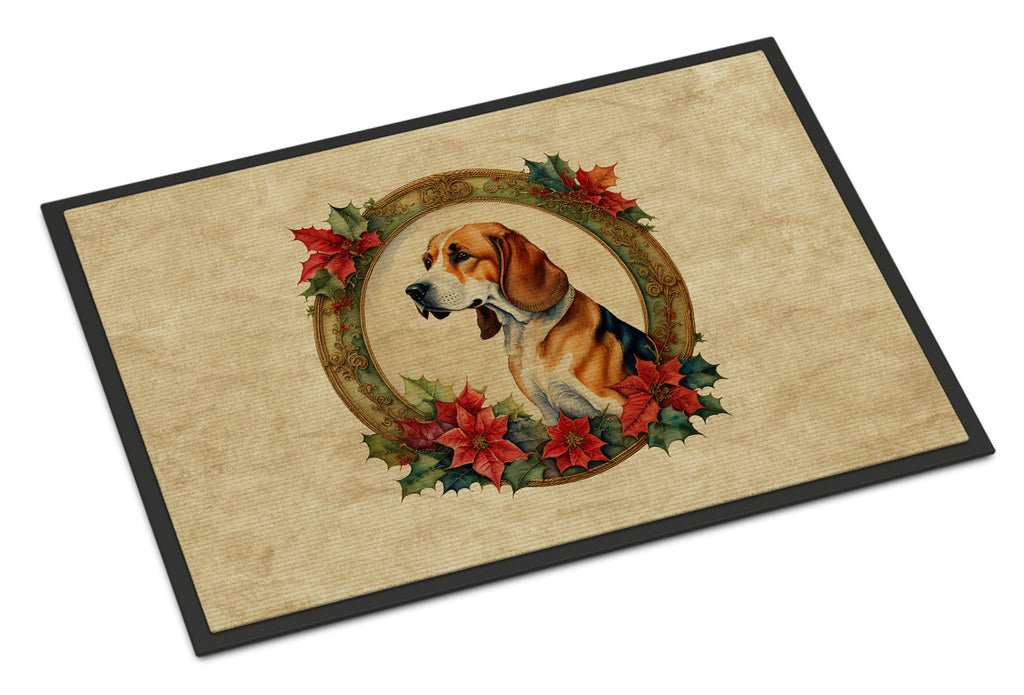 American Foxhound Christmas Flowers Doormat Indoor Outdoor 24H X 36W Front Door Mat Rugs for Entryway, Non Slip Washable Low Pile,