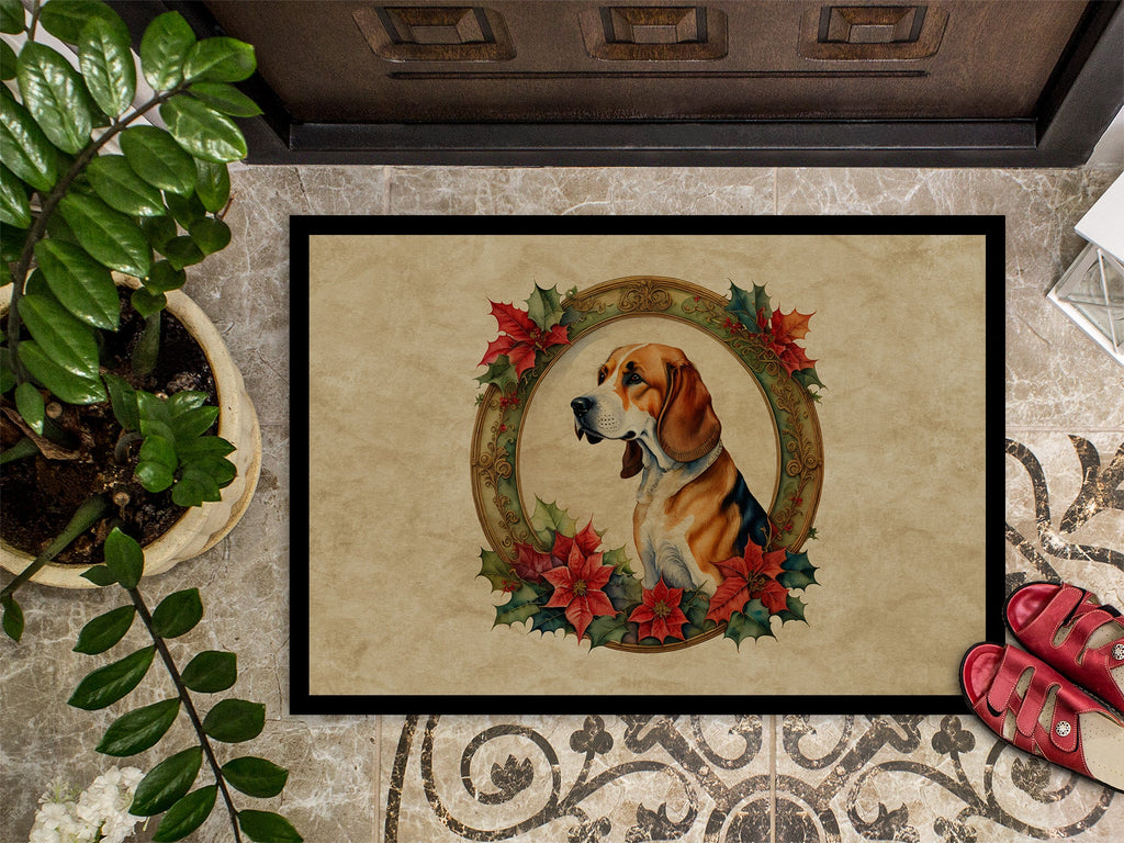 American Foxhound Christmas Flowers Doormat Indoor Outdoor 24H X 36W Front Door Mat Rugs for Entryway, Non Slip Washable Low Pile,