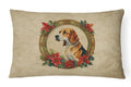 American Foxhound Christmas Flowers Decorative Throw Pillow 12x16 Indoor Outdoor Accent Cushion, Fabric Cover with Insert for Sofa, Bed, Porch & Living Room