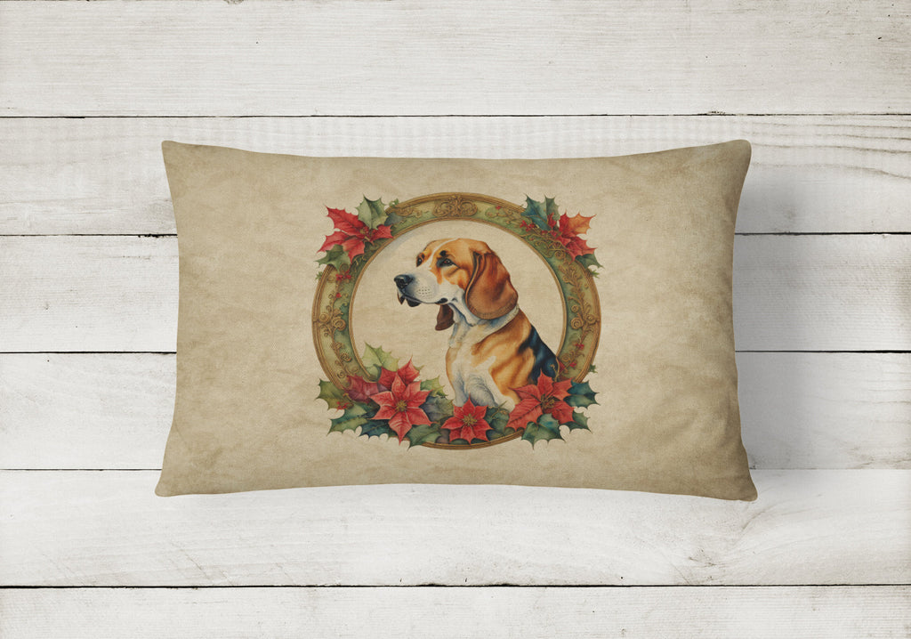 American Foxhound Christmas Flowers Decorative Throw Pillow 12x16 Indoor Outdoor Accent Cushion, Fabric Cover with Insert for Sofa, Bed, Porch & Living Room