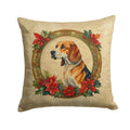 American Foxhound Christmas Flowers Decorative Throw Pillow 14x14 Indoor Outdoor Accent Cushion, Fabric Cover with Insert for Sofa, Bed, Porch & Living Room