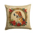 American Foxhound Christmas Flowers Decorative Throw Pillow 18x18 Indoor Outdoor Accent Cushion, Fabric Cover with Insert for Sofa, Bed, Porch & Living Room