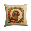 American Water Spaniel Christmas Flowers Decorative Throw Pillow 14x14 Indoor Outdoor Accent Cushion, Fabric Cover with Insert for Sofa, Bed, Porch & Living Room