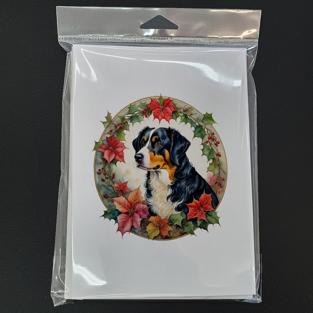 Appenzeller Sennenhund Christmas Flowers Greeting Cards Pack of 8 Blank Cards with Envelopes Whimsical A7 Size 5x7