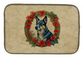 Australian Cattle Dog Christmas Flowers Dish Drying Mat Absorbent Dish Drying Mat Pad for Kitchen Counter Dish Drainer Mat for Countertop, 14 x 21", Multicolor