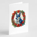 Australian Cattle Dog Christmas Flowers Greeting Cards Pack of 8 Blank Cards with Envelopes Whimsical A7 Size 5x7