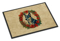 Australian Cattle Dog Christmas Flowers Doormat Indoor Outdoor 18H X 27W Front Door Mat Rugs for Entryway, Non Slip Washable