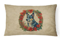 Australian Cattle Dog Christmas Flowers Decorative Throw Pillow 12x16 Indoor Outdoor Accent Cushion, Fabric Cover with Insert for Sofa, Bed, Porch & Living Room