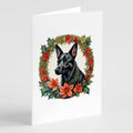 Australian Kelpie Christmas Flowers Greeting Cards Pack of 8 Blank Cards with Envelopes Whimsical A7 Size 5x7
