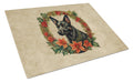Australian Kelpie Christmas Flowers Cutting Board Tempered Glass Kitchen Cutting Surface, Heat Resistant Chopping, Non-Slip Feet, Food Prep & Serving