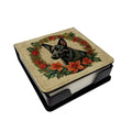 Australian Kelpie Christmas Flowers PU Leather Note Paper Holder with Artist-Designed Cover, Desk Accessory, Office Gift