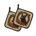Australian Kelpie Christmas Flowers Pot Holder Set of 2 Heat Resistant Quilted Hot Pads 7.5 x 7.5 Inch, Insulated Kitchen Trivets for Cooking & Baking