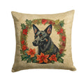 Australian Kelpie Christmas Flowers Decorative Throw Pillow 14x14 Indoor Outdoor Accent Cushion, Fabric Cover with Insert for Sofa, Bed, Porch & Living Room