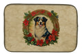Australian Shepherd Christmas Flowers Dish Drying Mat Absorbent Dish Drying Mat Pad for Kitchen Counter Dish Drainer Mat for Countertop, 14 x 21", Multicolor
