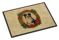 Australian Shepherd Christmas Flowers Doormat Indoor Outdoor 24H X 36W Front Door Mat Rugs for Entryway, Non Slip Washable Low Pile,
