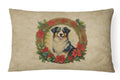 Australian Shepherd Christmas Flowers Decorative Throw Pillow 12x16 Indoor Outdoor Accent Cushion, Fabric Cover with Insert for Sofa, Bed, Porch & Living Room