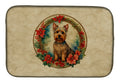 Australian Terrier Christmas Flowers Dish Drying Mat Absorbent Dish Drying Mat Pad for Kitchen Counter Dish Drainer Mat for Countertop, 14 x 21", Multicolor