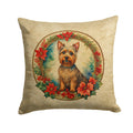 Australian Terrier Christmas Flowers Decorative Throw Pillow 18x18 Indoor Outdoor Accent Cushion, Fabric Cover with Insert for Sofa, Bed, Porch & Living Room