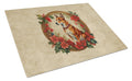 Basenji Christmas Flowers Cutting Board Tempered Glass Kitchen Cutting Surface, Heat Resistant Chopping, Non-Slip Feet, Food Prep & Serving