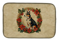 Basenji Christmas Flowers Dish Drying Mat Absorbent Dish Drying Mat Pad for Kitchen Counter Dish Drainer Mat for Countertop, 14 x 21", Multicolor