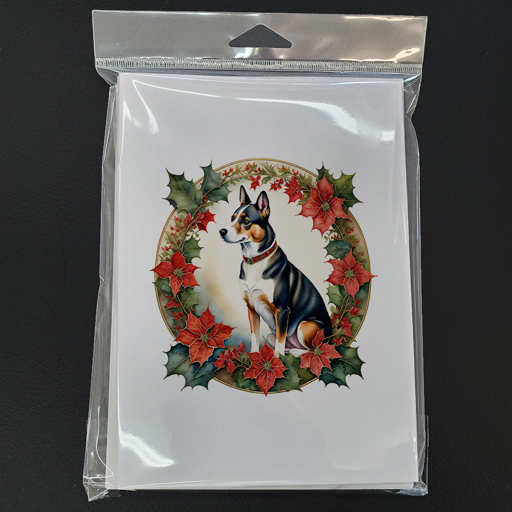 Basenji Christmas Flowers Greeting Cards Pack of 8 Blank Cards with Envelopes Whimsical A7 Size 5x7