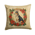 Basenji Christmas Flowers Decorative Throw Pillow 18x18 Indoor Outdoor Accent Cushion, Fabric Cover with Insert for Sofa, Bed, Porch & Living Room