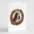 Basset Hound Christmas Flowers Greeting Cards Pack of 8 Blank Cards with Envelopes Whimsical A7 Size 5x7