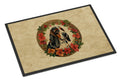 Basset Hound Christmas Flowers Doormat Indoor Outdoor 24H X 36W Front Door Mat Rugs for Entryway, Non Slip Washable Low Pile,