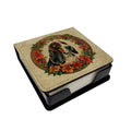 Basset Hound Christmas Flowers PU Leather Note Paper Holder with Artist-Designed Cover, Desk Accessory, Office Gift