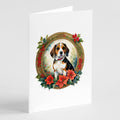 Beagle Christmas Flowers Greeting Cards Pack of 8 Blank Cards with Envelopes Whimsical A7 Size 5x7