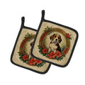 Beagle Christmas Flowers Pot Holder Set of 2 Heat Resistant Quilted Hot Pads 7.5 x 7.5 Inch, Insulated Kitchen Trivets for Cooking & Baking