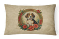 Beagle Christmas Flowers Decorative Throw Pillow 12x16 Indoor Outdoor Accent Cushion, Fabric Cover with Insert for Sofa, Bed, Porch & Living Room